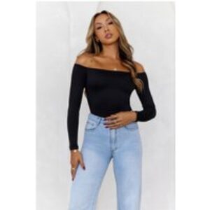 BASE Flawless Off Shoulder Long Sleeve Top Black