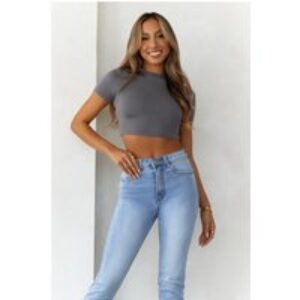 BASE The Baby Tee Crop Top Charcoal