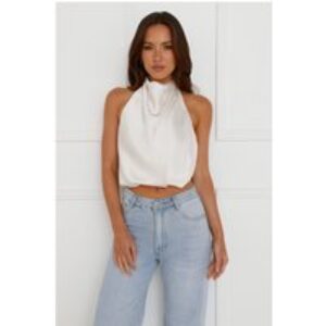 Pippin Satin Halter Crop Top Champagne