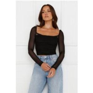 Decadent Style Mesh Long Sleeve Crop Top Black