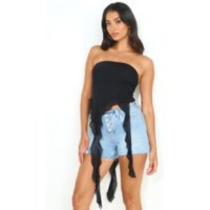 New York Trends Strapless Mesh Frill Top Black