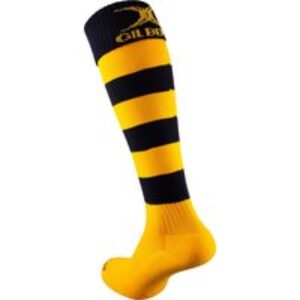 Gilbert Rugby Gilbert Kryten II Hoop Socks (multi-buy) – Size: 7-13 x Pack of 12 – Amber / Black