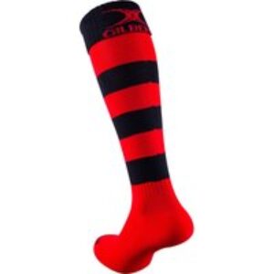 Gilbert Rugby Gilbert Kryten II Hoop Socks (multi-buy) – Size: 7-13 x Pack of 12 – Red / Black