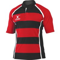Gilbert Rugby Gilbert XACT Hoops Match Shirt – Junior – Size: Age 12 – 13 – Red / Black