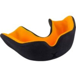 Gilbert Rugby Gilbert XBrace Dual Density Mouthguard – Size: Senior – Black/Orange