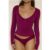 BASE Luxe Rib V Neck Button Long Sleeve Top Berry