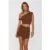 The Edit Tailored Off Shoulder Crop Top Brown