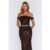 Flirt With Fashion Mesh Off Shoulder Top Brown