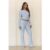 BASE Luxe Rib Fold Over Wide Leg Pants Blue