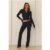 BASE Luxe Rib Fold Over Straight Leg Pants Black
