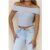 BASE Luxe Rib Off Shoulder Top Blue