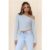 BASE Luxe Rib Off Shoulder Long Sleeve Top Blue