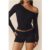 BASE Luxe Rib Off Shoulder Long Sleeve Top Black