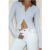 BASE Luxe Rib Button Front Long Sleeve Top Blue