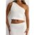 Sunlit Statements Knit One Shoulder Crop Top Cream
