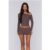 BASE Luxe Rib Off Shoulder Long Sleeve Top Brown Stripe