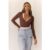 BASE Contour Ballerina Wrap Long Sleeve Crop Top Chocolate