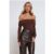 Mind Made Up Off Shoulder Long Sleeve Top Chocolate