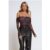 Roses In Bloom Long Sleeve Mesh Bodysuit Black