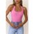 BASE Luxe Rib Simple Silhouette Halter Top Pink
