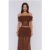 Sun Melt Knit Off Shoulder Top Brown