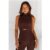 Star Power Ribbed Turtle Neck Top Brown