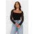 Decadent Style Mesh Long Sleeve Crop Top Black
