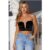 Evening Wear Strapless Velvet Crop Top Black